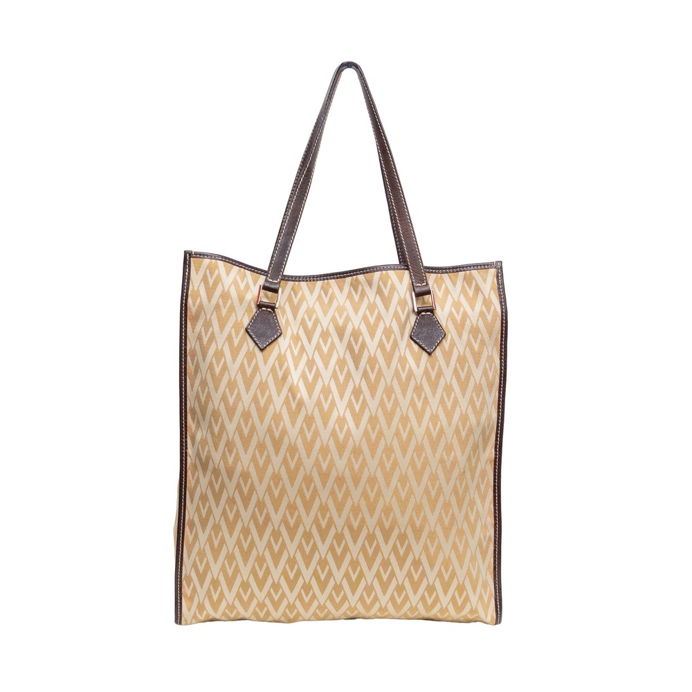 Valentino Garavani V-Fabric Riedition 1968 Canvas Tote Bag Brown Tan Monogram